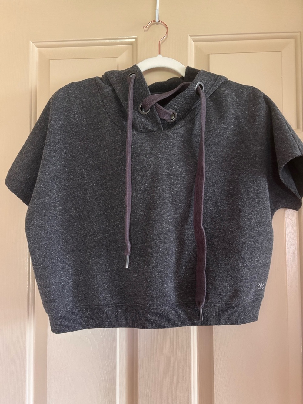 Alo drawstring hooded short sleeve sweatshirt! Perfect condition!